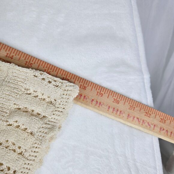 Madewell Scalloped-Trim Open Knit Sweater Tee XXS Sand Cotton Blend Boho - Picture 8 of 11